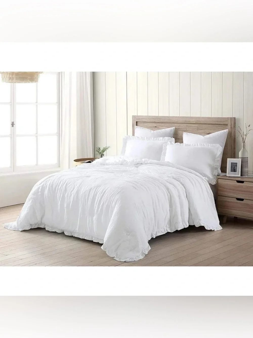 White Queen 3 piece Comforter Set - Plush Down Alternative Bedding